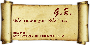Günsberger Rózsa névjegykártya